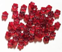 50 3x8mm Transparent Red Cupped Flower Beads